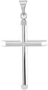 14K Gold Unadorned Cross Pendant - White Gold