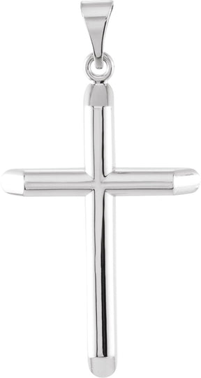 14K Gold Unadorned Cross Pendant - White Gold