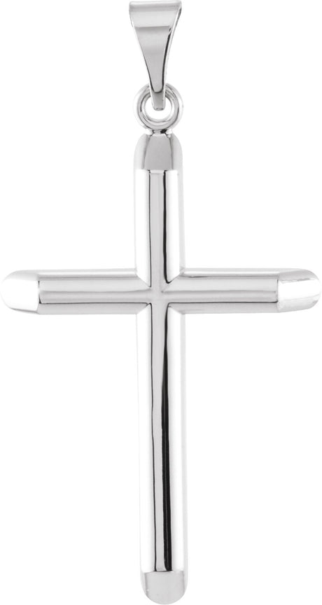 14K Gold Unadorned Cross Pendant - White Gold