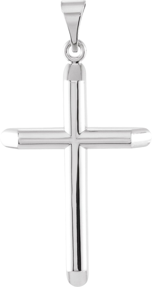 14K Gold Unadorned Cross Pendant - White Gold