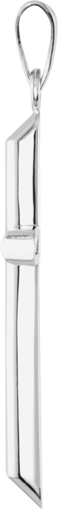 14K Gold Unadorned Cross Pendant - White Gold - view 2