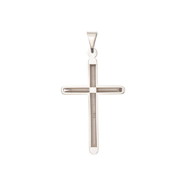 14K Gold Unadorned Cross Pendant - White Gold - view 3