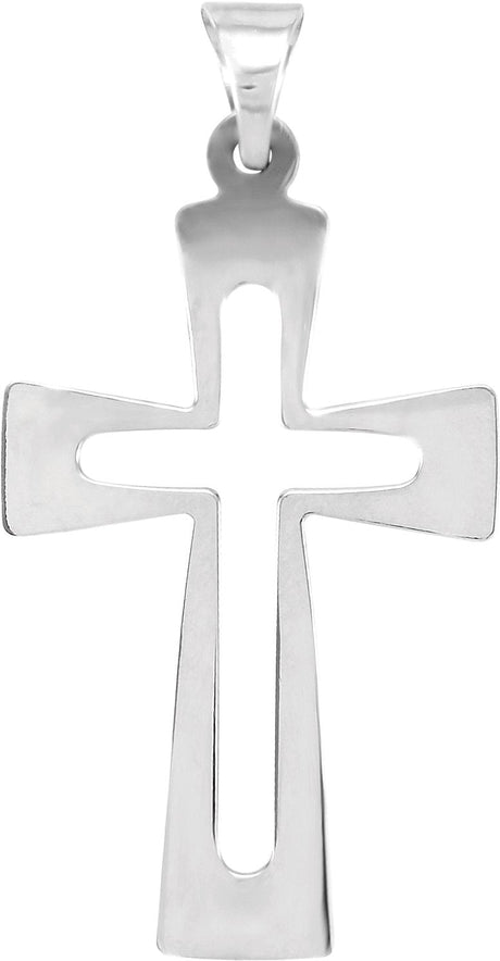 14K Gold Cross Pendant – 31.2x18mm - White Gold