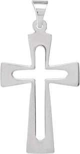 14K Gold Cross Pendant – 31.2x18mm - White Gold - view 2