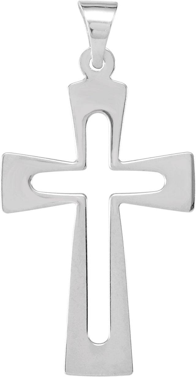 14K Gold Cross Pendant – 31.2x18mm - White Gold - view 2