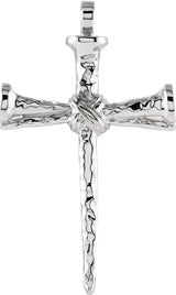 14K Gold Nail Cross Pendant - White Gold