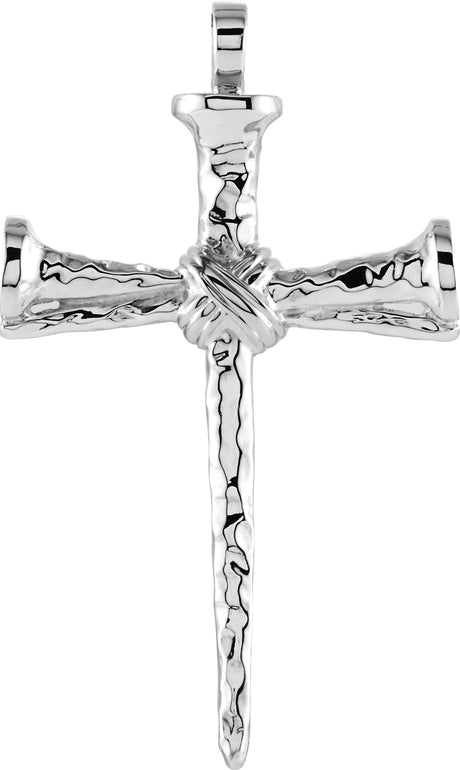 14K Gold Nail Cross Pendant - White Gold