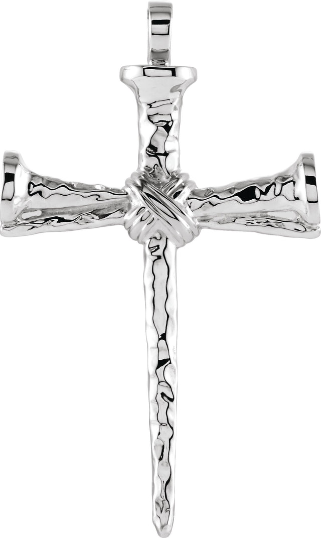 14K Gold Nail Cross Pendant - White Gold
