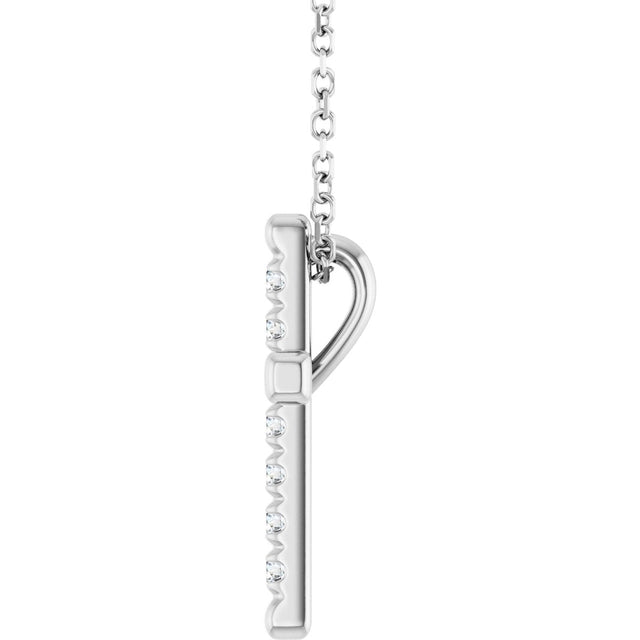 14K Gold Round Natural Diamond French-Set Cross Necklace or Pendant - White Gold - view 9
