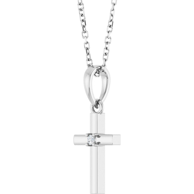 Platinum Round Natural Diamond Cross Necklace or Pendant – up to 0.015 CTW - view 5