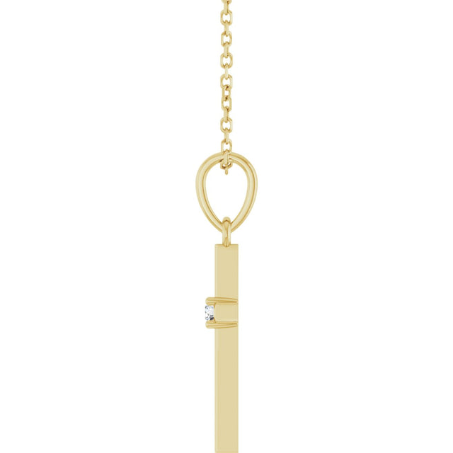 14K Gold Round Natural Diamond Cross Necklace or Pendant – up to 0.015 CTW - Yellow Gold - view 6