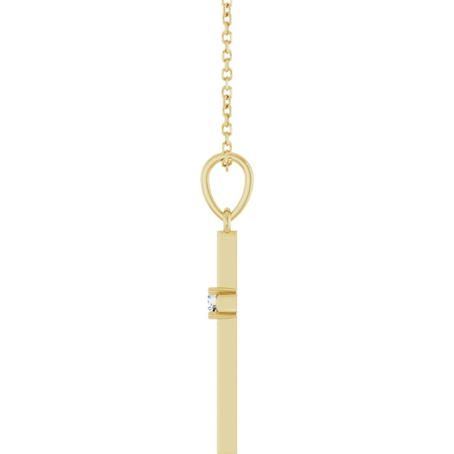14K Gold Round Natural Diamond Cross Necklace or Pendant – up to 0.015 CTW - Yellow Gold - view 6