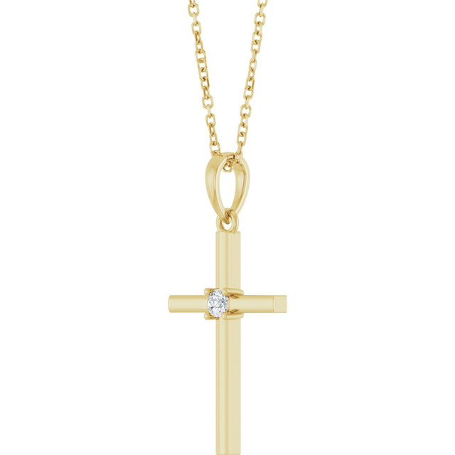 14K Gold Round Natural Diamond Cross Necklace or Pendant – up to 0.015 CTW - Yellow Gold - view 5