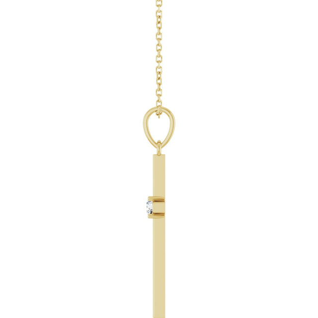 14K Gold Round Natural Diamond Cross Necklace or Pendant – up to 0.015 CTW - Yellow Gold - view 6