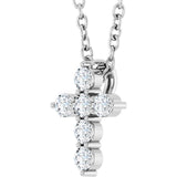 14K Gold Round Lab-Grown Diamond Accented Cross Necklace or Pendant – 1.8-2.4mm Stones - White Gold - view 11