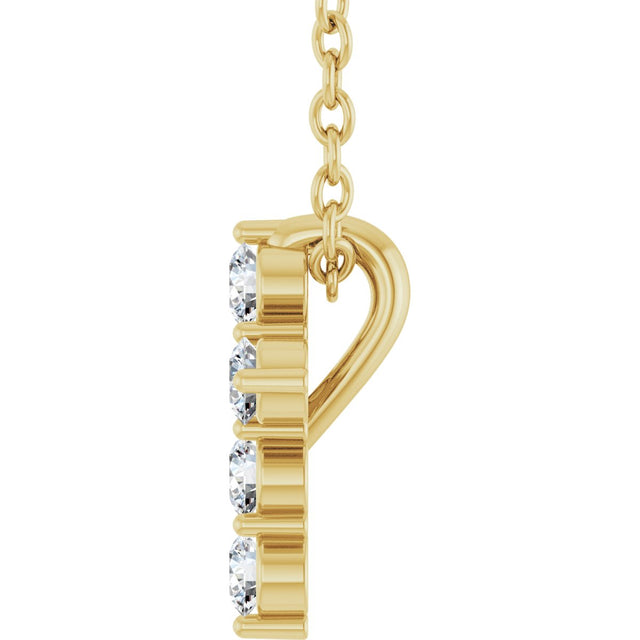 14K Gold Round Lab-Grown Diamond Accented Cross Necklace or Pendant – 1.8-2.4mm Stones - Yellow Gold - view 12