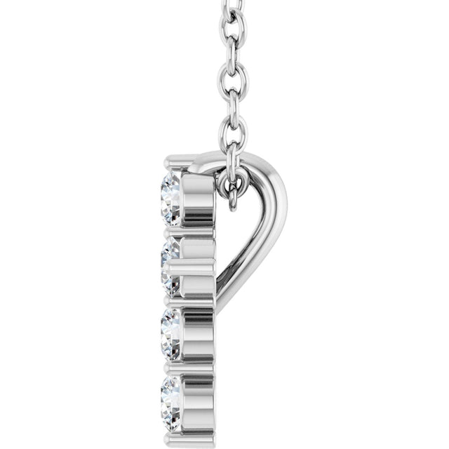 Platinum Round Natural Diamond Accented Cross Necklace or Pendant – up to 1/6 CTW - view 12