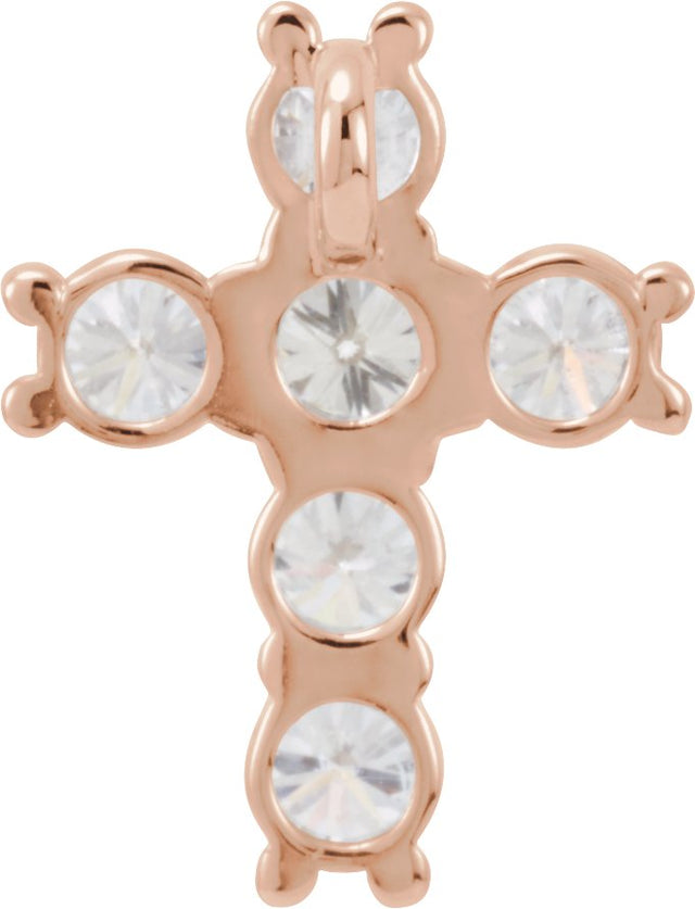 14K Gold Round Natural Diamond Cross Necklace or Pendant – up to 1 3/8 CTW - Rose Gold - view 12