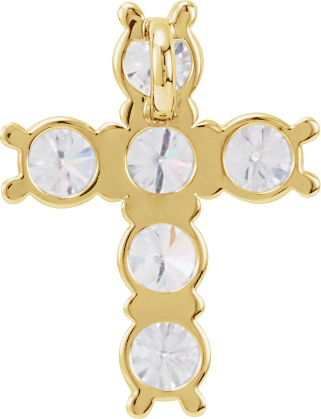 14K Gold Round Natural Diamond Cross Necklace or Pendant – up to 1 3/8 CTW - Yellow Gold - view 5