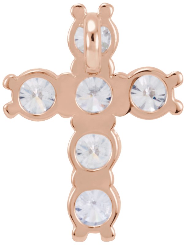 14K Gold Round Natural Diamond Cross Necklace or Pendant – up to 1 3/8 CTW - Rose Gold - view 8