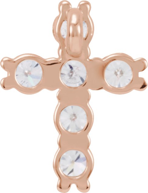 14K Gold Round Natural Diamond Cross Necklace or Pendant – up to 1 3/8 CTW - Rose Gold - view 12