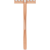 14K Gold Round Lab-Grown Diamond Sideways Cross Ring - Rose Gold - view 14