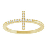 14K Gold Round Lab-Grown Diamond Sideways Cross Ring - Yellow Gold - view 13