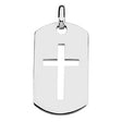 14K Gold Cross Dog Tag Pendant – 42x23.5mm - White Gold