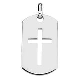 14K Gold Cross Dog Tag Pendant – 42x23.5mm - White Gold