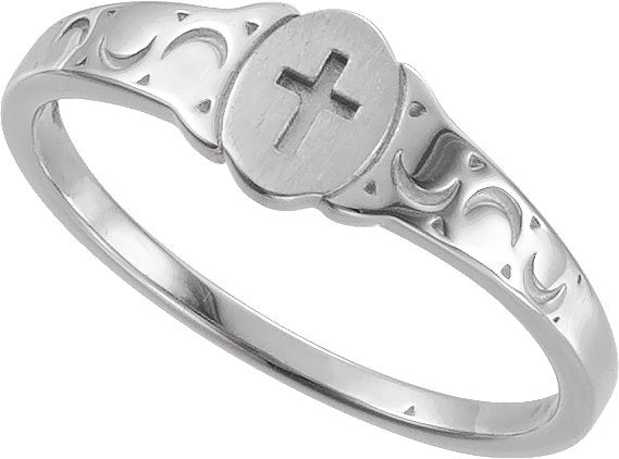 Platinum Youth Cross Signet Ring - view 4