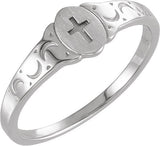 Platinum Youth Cross Signet Ring