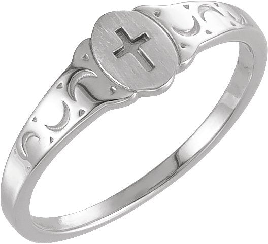 Platinum Youth Cross Signet Ring