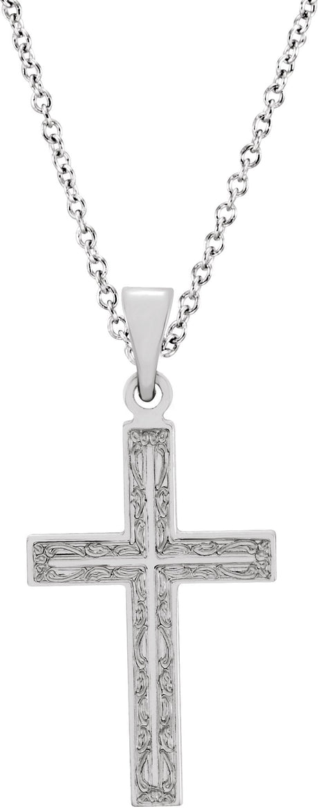 14K Gold Cross Necklace or Pendant – 25.9x12mm - White Gold