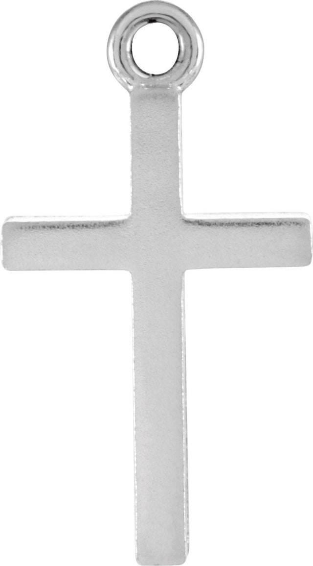 14K Gold Cross Charm - White Gold