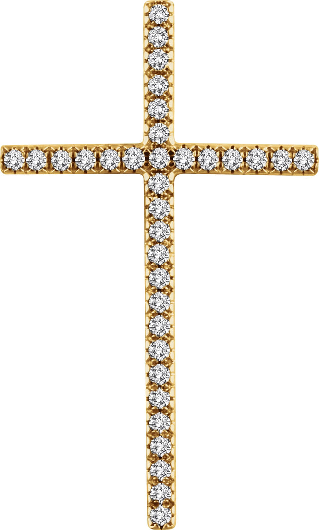 14K Gold Round Natural Diamond Cross Pendant – up to 1/4 CTW - Yellow Gold - view 8