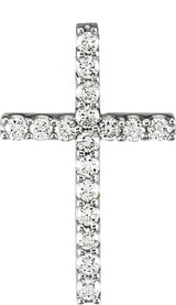 14K Gold Round Natural Diamond Petite Cross Necklace or Pendant – up to 1/5 CTW - White Gold - view 4