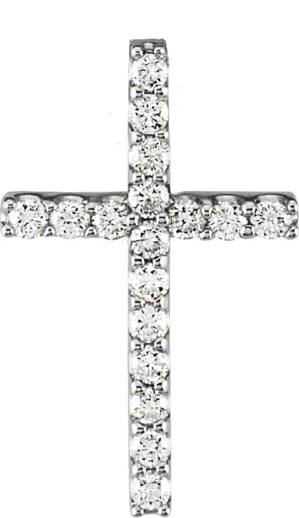 14K Gold Round Natural Diamond Petite Cross Necklace or Pendant – up to 1/5 CTW - White Gold - view 4