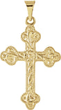 14K Gold Floral-Inspired Cross Pendant – 23.5x17mm - Yellow Gold