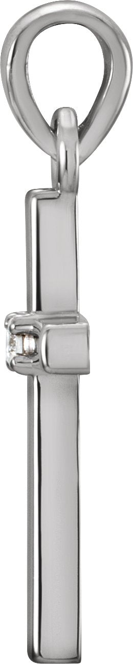 Platinum Round Natural Diamond Birthstone Cross Pendant - view 6