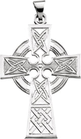 14K Gold Celtic-Inspired Cross Necklace or Pendant - White Gold