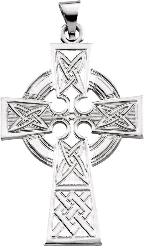 14K Gold Celtic-Inspired Cross Necklace or Pendant - White Gold
