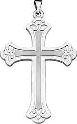 14K Gold Cross Necklace or Pendant – 26x18mm - White Gold