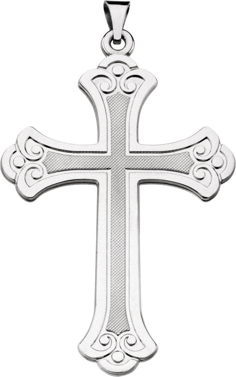 14K Gold Cross Necklace or Pendant – 26x18mm - White Gold