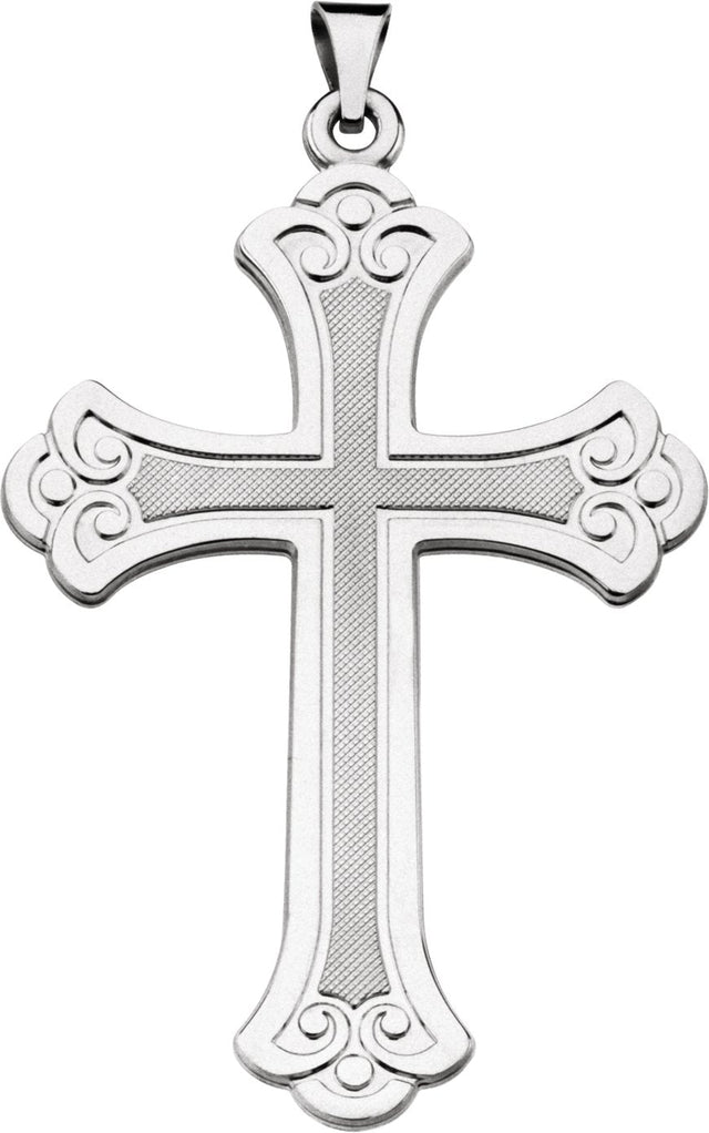 14K Gold Cross Necklace or Pendant – 26x18mm - White Gold