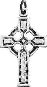 14K Gold Celtic-Inspired Cross Necklace or Pendant – 23x16mm - White Gold
