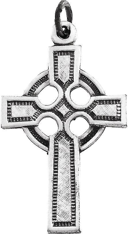 14K Gold Celtic-Inspired Cross Necklace or Pendant – 23x16mm - White Gold