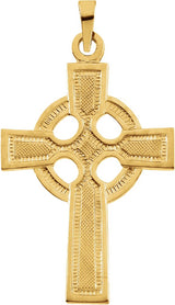 14K Gold Celtic-Inspired Cross Necklace or Pendant – 23x16mm - Yellow Gold