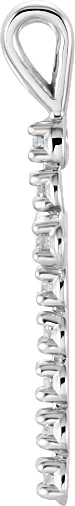 14K Gold Round Natural Diamond Accented Cross Pendant – 1/10 CTW · 1.3mm Stones - White Gold - view 9