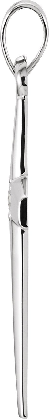 14K Gold Cross Pendant – 23x14mm - White Gold - view 4