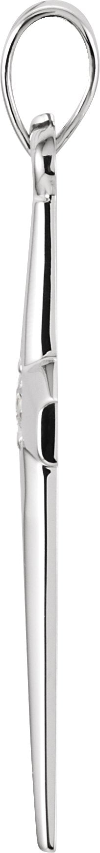 14K Gold Cross Pendant – 23x14mm - White Gold - view 4